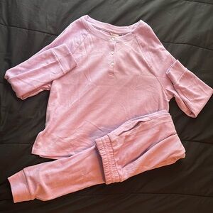 Selling size S/P Victoria’s Secret purple “Glow Waffle Henley Jogger Set”